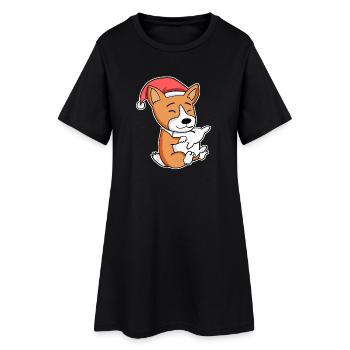 Welsh Corgi chien Animal Noël - Robe T-shirt Femme - noir - Devant