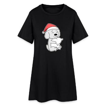 Chien maltais Animal Noël - Robe T-shirt Femme - noir - Devant