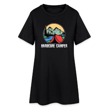 Montagnes, Campeurs, Camping, Camping, Déclaration, Nature, Vacances - Robe T-shirt Femme - noir - Devant