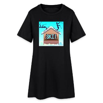 SKIANFÄNGER SKIFAHREN WINTERURLAUB - Frauen T-Shirt-Kleid - Schwarz - Vorne