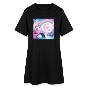 Chat avec arc-en-ciel - Robe T-shirt Femme - noir - Devant