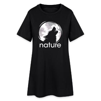 Nature Loup Lune Howl Soir Nuit Ombre Logo - Robe T-shirt Femme - noir - Devant
