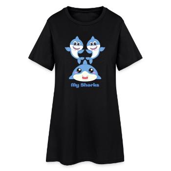 Adorable Shark Friends Cartoon Design - Robe T-shirt Femme - noir - Devant