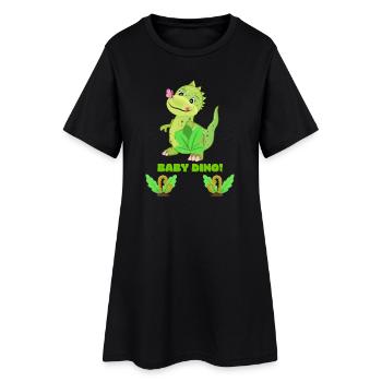 Cute Baby Dinosaur Fantasy Illustration - Women’s T-Shirt Dress - black - Front