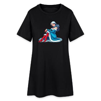 Ded Moroz Snegurotschka russischer Weihnachtsmann - Frauen T-Shirt-Kleid - Schwarz - Vorne