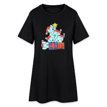 Lapin Arbre de Noël Noël - Robe T-shirt Femme - noir - Devant