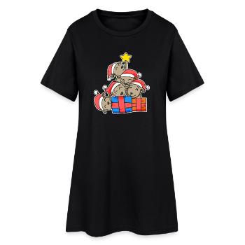 Kangourou Kangourou Arbre de Noël Noël - Robe T-shirt Femme - noir - Devant