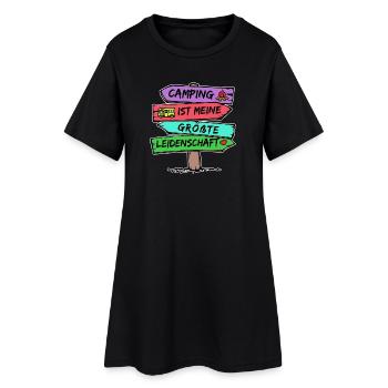 Camping Statement Wanderlust Wanderer Herz Camper - Frauen T-Shirt-Kleid - Schwarz - Vorne