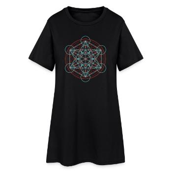 Géométrie vibrante de la fleur de vie - Robe T-shirt Femme - noir - Devant