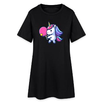 Licorne Licorne avec raquette de tennis de table pour - Robe T-shirt Femme - noir - Devant