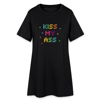 Arc-en-ciel point de croix mot Art Design - Robe T-shirt Femme - noir - Devant