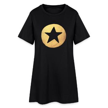 Kreis Gold Stern Weihnachten dekorativ deluxe Xmas - Frauen T-Shirt-Kleid - Schwarz - Vorne