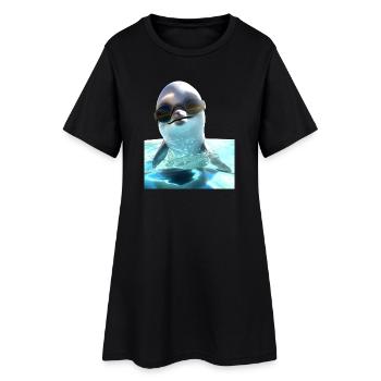 Dolphin Sunglasses Love Dolphins Cute Dolphin - Women’s T-Shirt Dress - black - Front