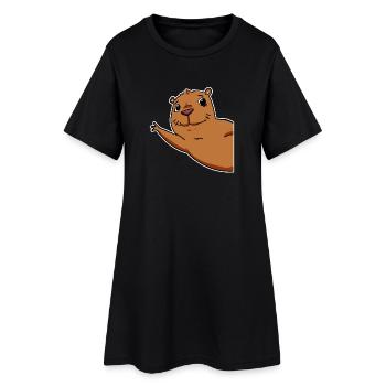 Capybara Wasserschwein - Frauen T-Shirt-Kleid - Schwarz - Vorne