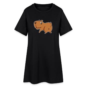 Capybara Wasserschwein - Frauen T-Shirt-Kleid - Schwarz - Vorne