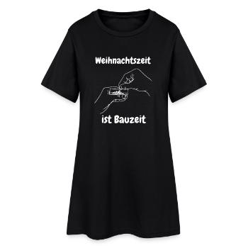 Weihnachtszeit ist Bauzeit - Frauen T-Shirt-Kleid - Schwarz - Vorne