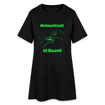 Weihnachtszeit ist Bauzeit - Frauen T-Shirt-Kleid - Schwarz - Vorne