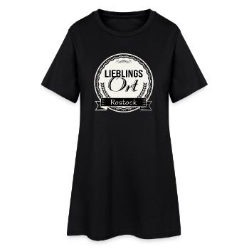 Lieblingsort Rostock - Frauen T-Shirt-Kleid - Schwarz - Vorne