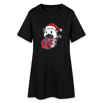 Lémurien avec le chapeau de Père Noël - Robe T-shirt Femme - noir - Devant
