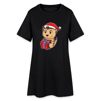 Suricate avec chapeau de Père Noël - Noël - Robe T-shirt Femme - noir - Devant