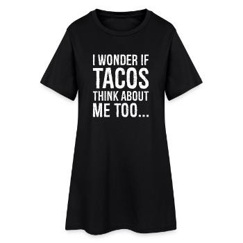 Je me demande si Tacos Pensez à moi chemise drôle - Robe T-shirt Femme - noir - Devant