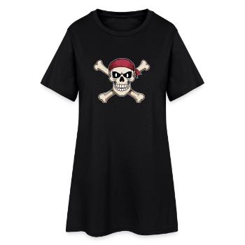 Drapeau de pirate tête de pirate crâne et os - Robe T-shirt Femme - noir - Devant