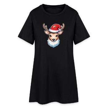 Rennes Cerf Noël - Robe T-shirt Femme - noir - Devant