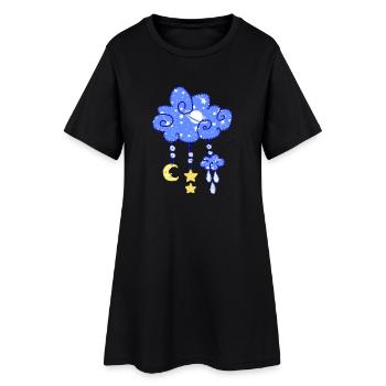 Nachtwolke - Frauen T-Shirt-Kleid - Schwarz - Vorne