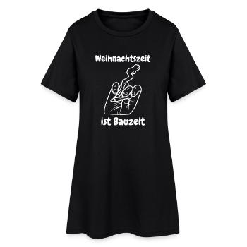 Weihnachtszeit ist Bauzeit - Frauen T-Shirt-Kleid - Schwarz - Vorne