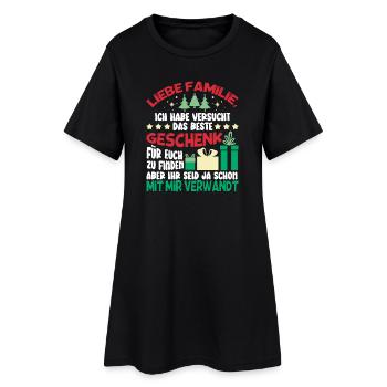 LIEBE FAMILIE Weihnachtsgeschenk Familienspruch - Frauen T-Shirt-Kleid - Schwarz - Vorne