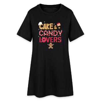 T-shirt Gâteau et Amoureux de Bonbons - Robe T-shirt Femme - noir - Devant