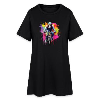 Affe mit Mountainbike Fahrrad Schimpanse Affen - Frauen T-Shirt-Kleid - Schwarz - Vorne
