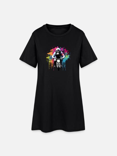Lustig Affe Affen Motorrad Sonnenbrille Schimpanse - Frauen T-Shirt-Kleid - Schwarz