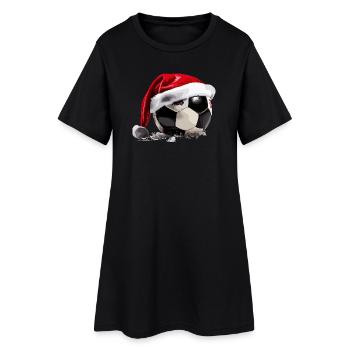 Fußball Weihnachten Weihnachtsmütze ball - Frauen T-Shirt-Kleid - Schwarz - Vorne