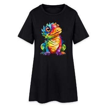 dragon coloré - Robe T-shirt Femme - noir - Devant