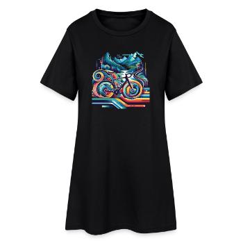 Vélo aux lignes ondulées - Robe T-shirt Femme - noir - Devant
