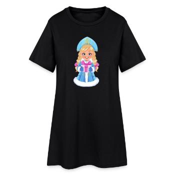 Ded Moroz Snegurotschka russischer Weihnachtsmann - Frauen T-Shirt-Kleid - Schwarz - Vorne