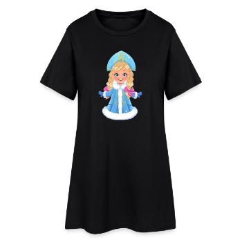 Ded Moroz Snegurotschka russischer Weihnachtsmann - Frauen T-Shirt-Kleid - Schwarz - Vorne