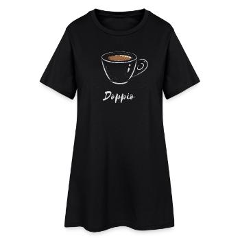Doppio Espresso Kaffee Liebhaber Café-Shirt - Frauen T-Shirt-Kleid - Schwarz - Vorne