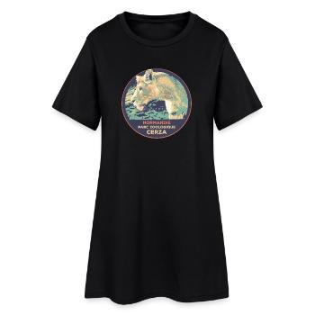 CERZA Löwin Patch: Majestätische Natur - Frauen T-Shirt-Kleid - Schwarz - Vorne