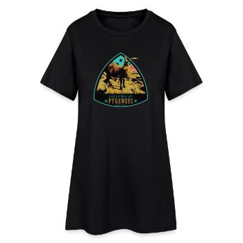 Écusson Bouquetin, Parc Pyrénées : Faune Protégée - Robe T-shirt Femme - noir - Devant