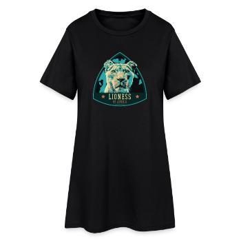 Portrait de lionne – Illustration puissante - Robe T-shirt Femme - noir - Devant