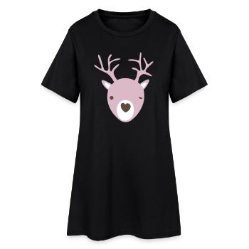 Rudolph bois coeur nez scandinave enfants cool - Robe T-shirt Femme - noir - Devant