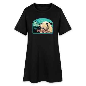 Écusson Chien Berger Pyrénées : Compagnon Montagne - Robe T-shirt Femme - noir - Devant