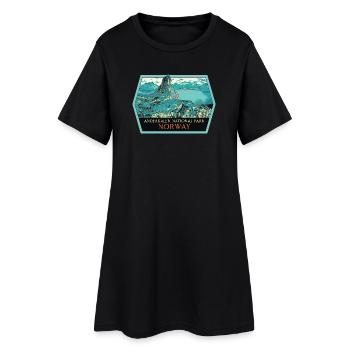 Landschaftsabzeichen Anderdalen: Norwegische Natur - Frauen T-Shirt-Kleid - Schwarz - Vorne