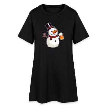 Bonhomme de neige à la bière - Robe T-shirt Femme - noir - Devant