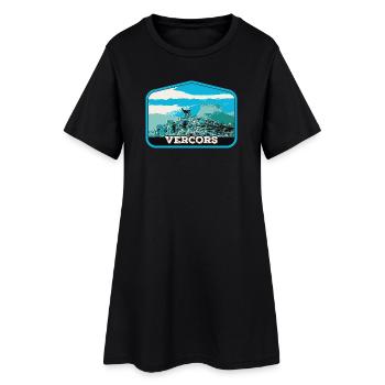 Chamois et Paysage du Vercors : Nature Alpine - Robe T-shirt Femme - noir - Devant