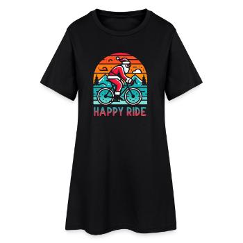 Illustration de cyclisme du Père Noël festif - Robe T-shirt Femme - noir - Devant