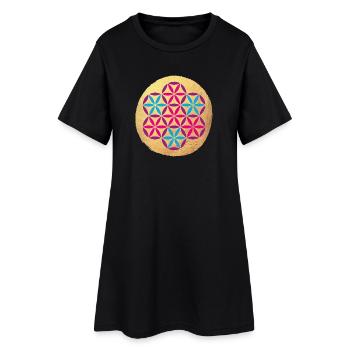 Yoga Coloré Cercle d’Or Méditation om Namaste - Robe T-shirt Femme - noir - Devant