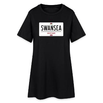 Panneau de la ville de Swansea - Robe T-shirt Femme - noir - Devant